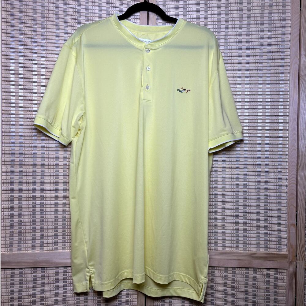 Greg Norman Mens Play Dry 3/4 Button Yellow Short Sleeve Golf Shirt XL